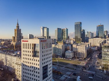 Varşova, Polonya. Şehrin havadan görünüşü 