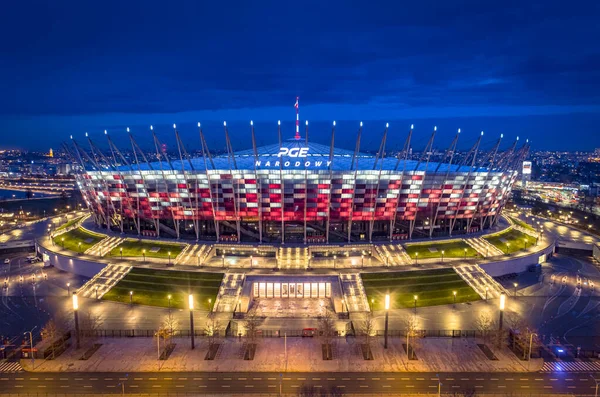 Varşova, Polonya. Pge Ulusal Stadyumu 'nun hava manzarası.