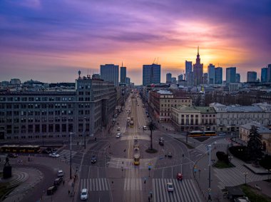 Varşova, Polonya. Şehrin havadan görünüşü 