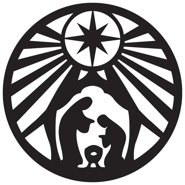 Sagrada familia silueta cristiana icono vector ilustración en blanco — Vector de stock