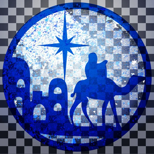 Adoration of the Magi silhouette icon vector illustration blue — Stock Vector