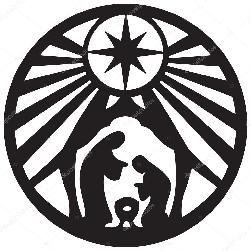 Holy family Christian silhouette icon vector illustration on white