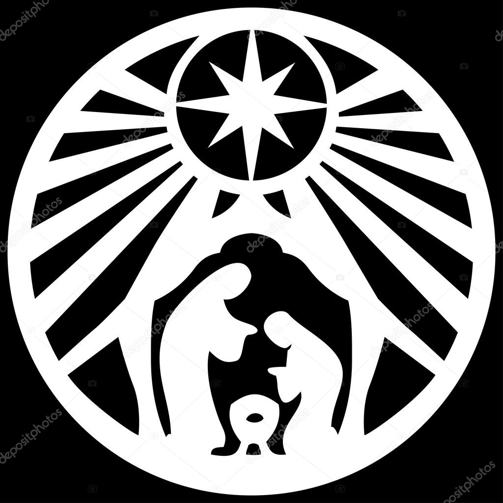 Download Holy family Christian silhouette icon vector illustration on black — Stock Vector © Cosveta ...