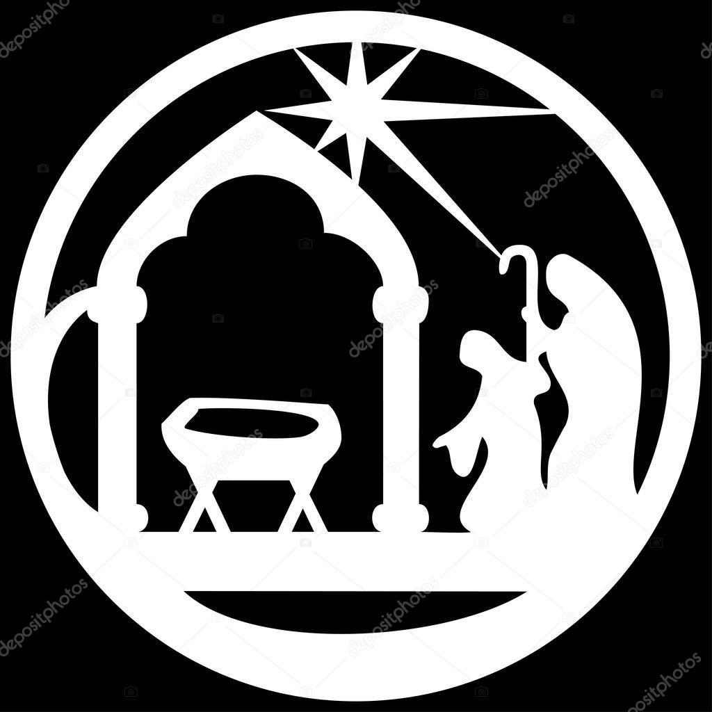 Adoration of the Magi silhouette icon vector illustration white 