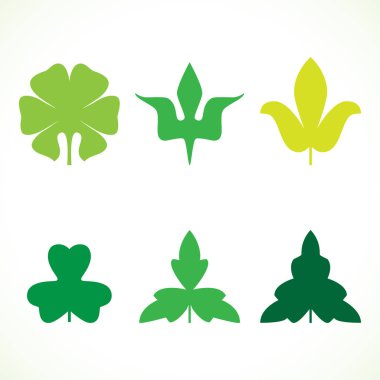 Dekoratif yeşil izole üzerinde beyaz vektör desen kümesi bırakır. VA