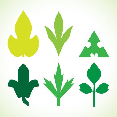 Dekoratif yeşil izole üzerinde beyaz vektör desen kümesi bırakır. VA