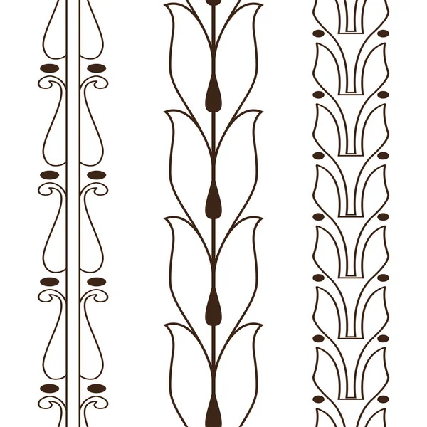 Vintage dekorative set outline schwarz florales Muster nahtlos ver — Stockvektor