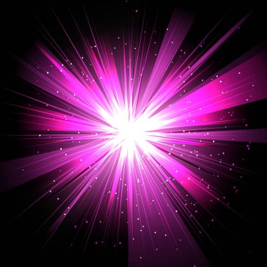Uzayda beyaz mor izole ve tünel etkisi ışınları ile yıldız 