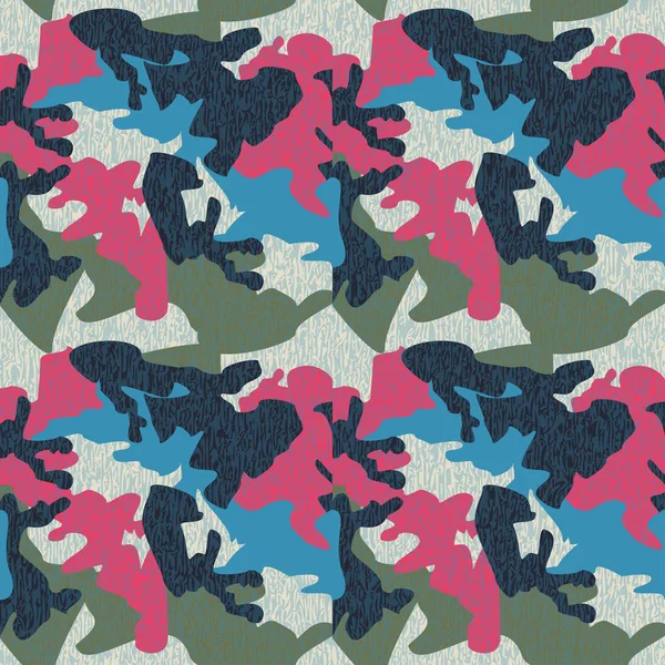 Camouflage patroon achtergrond naadloze kledingprint, repeatabl — Stockvector