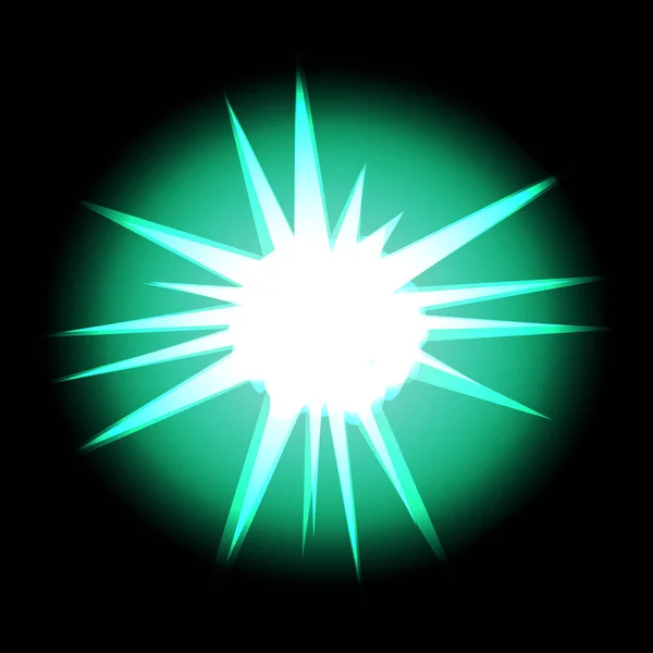 Etoile aux rayons blanc turquoise dans l'espace cosmos isolé sur noir — Image vectorielle