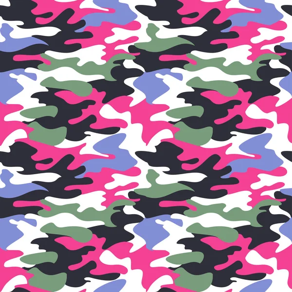 Camouflage patroon achtergrond naadloze kledingprint, herhaalbare — Stockvector