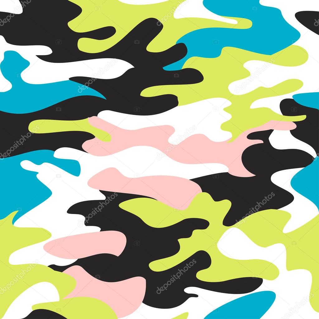 Camouflage pattern background seamless clothing print, repeatable