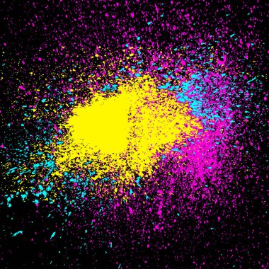 Renkli akrilik patlama boya sıçramak. Küçük damla, spot renkleri