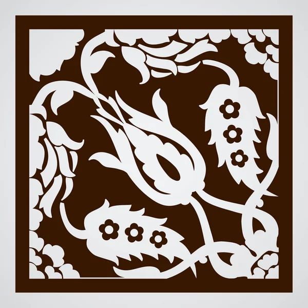 Láser corte floral arabesco ornamento patrón vector. Corte de plantilla — Vector de stock