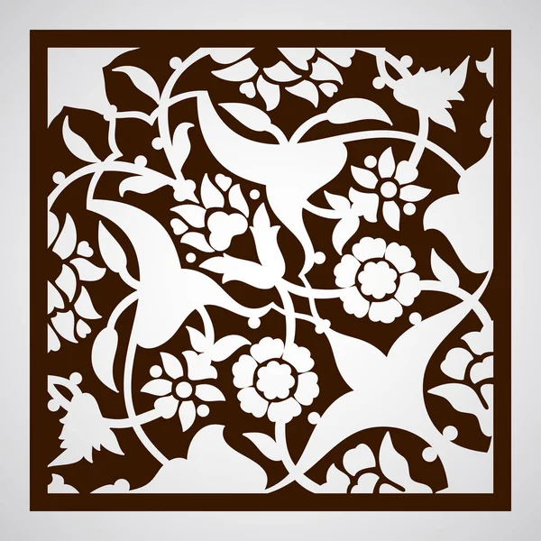 Láser corte floral arabesco ornamento patrón vector. Corte de plantilla — Archivo Imágenes Vectoriales