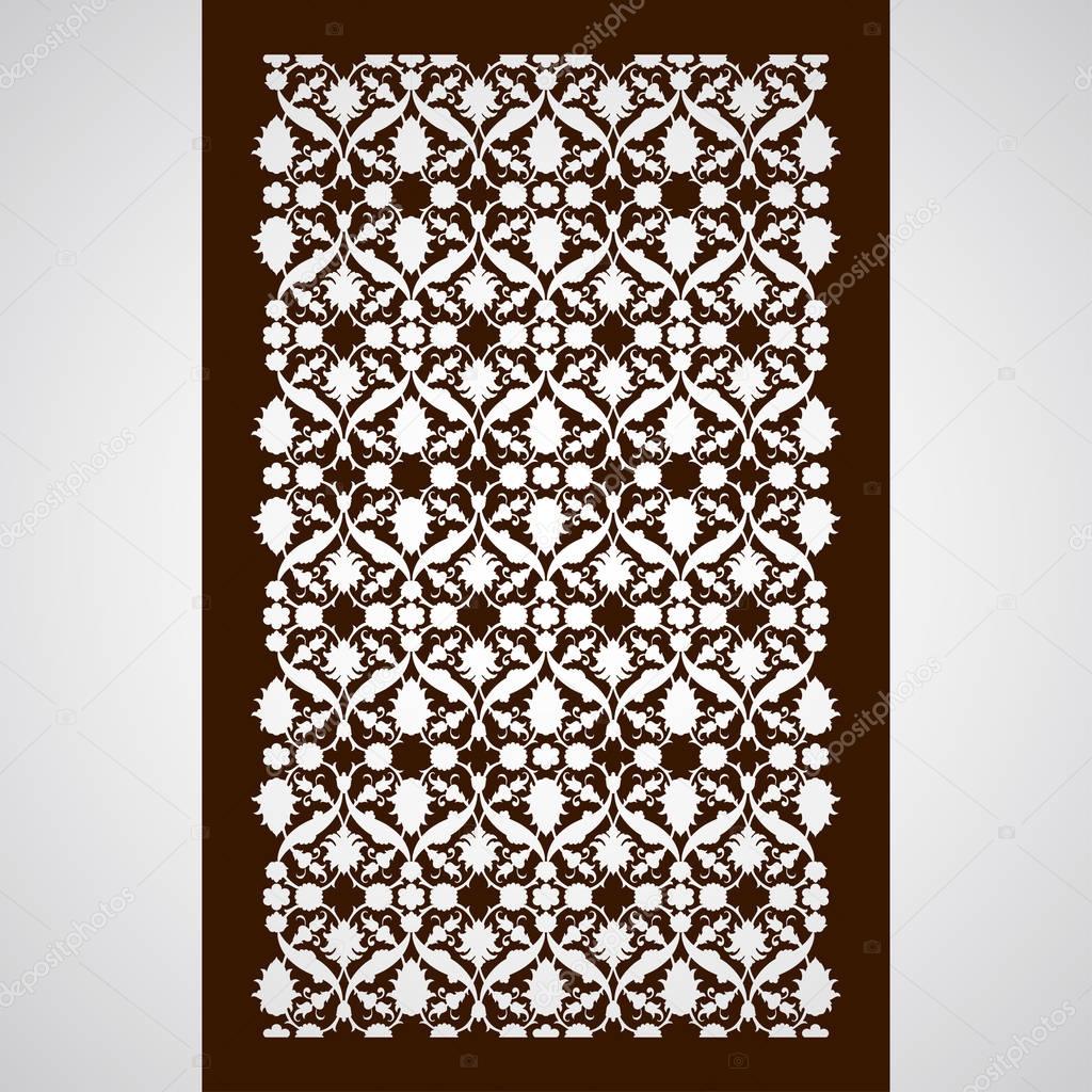 Laser cut floral arabesque ornament pattern vector. Template cut