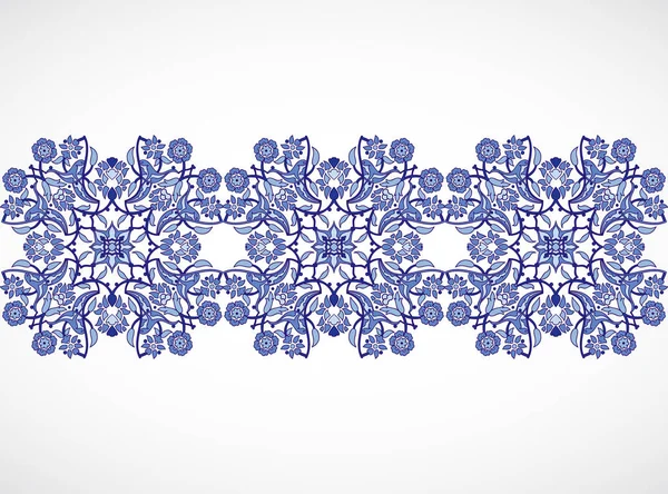 Arabesque vintage sin costuras borde elegante prin decoración floral — Vector de stock