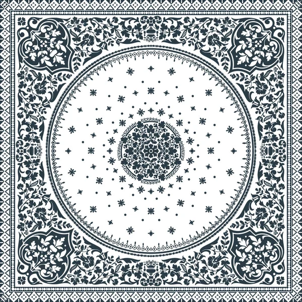 Victorian floral paisley medallion ornamental rug vector. Ethnic — Stock Vector