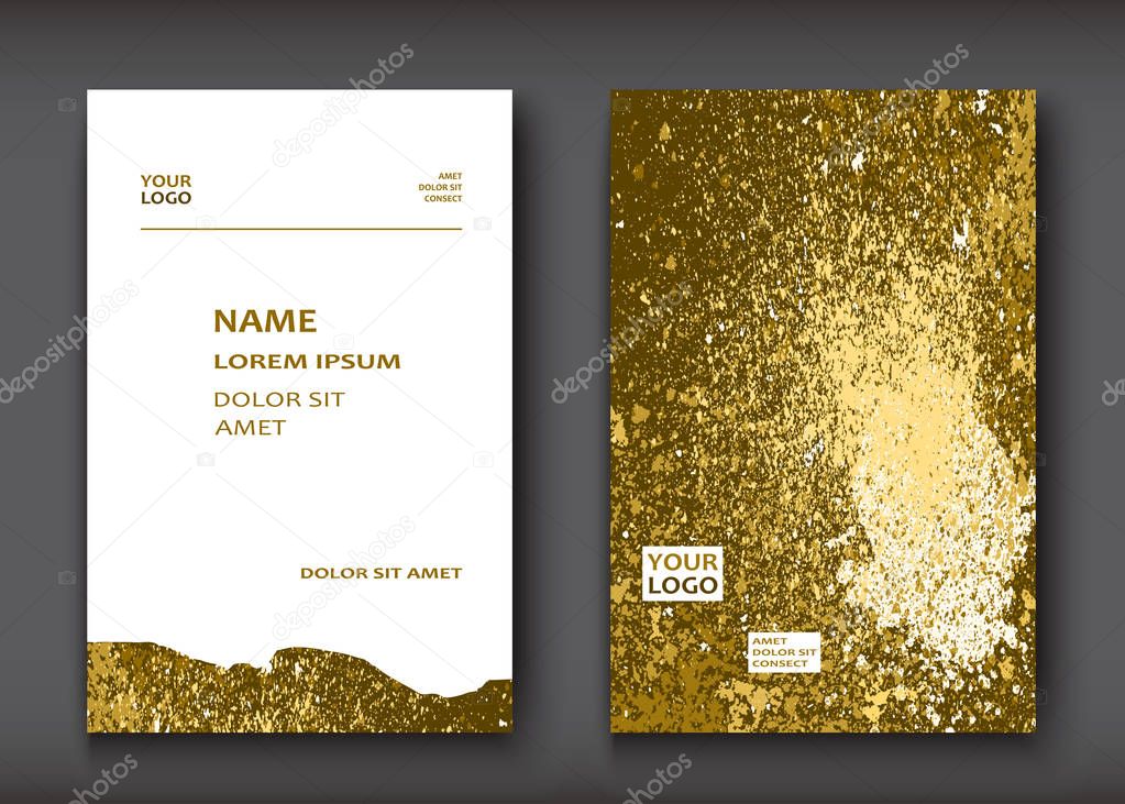 Gold paint splash, splatter explosion glitter artistic frame cov