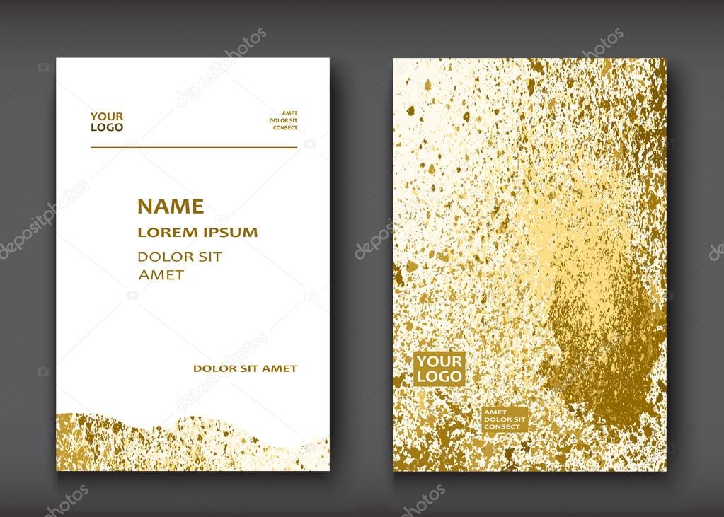 Gold paint splash, splatter explosion glitter artistic frame cov