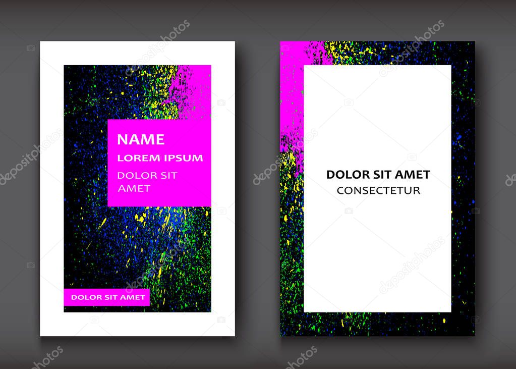 Neon Watercolor explosion shape artistic covers design set. Deco