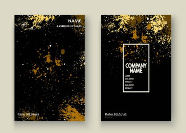 Altın patlama boya sıçramak sanatsal kapak gövde tasarımı. Dekor