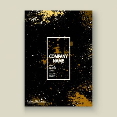 Altın patlama boya sıçramak sanatsal kapak gövde tasarımı. Dekor