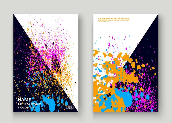 Neon explosie verf splatter artistieke cover frame ontwerp. Decor — Stockvector