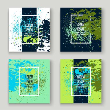 Neon mavi yeşil patlama boya sanatsal kapak desig sıçramak