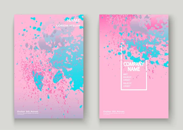 Pastel roze cyaan explosie verf splatter artistieke cover ontwerp. — Stockvector