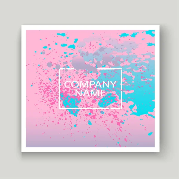 파스텔 핑크 시안색 폭발 페인트 튄 예술 커버 디자인. — 스톡 벡터
