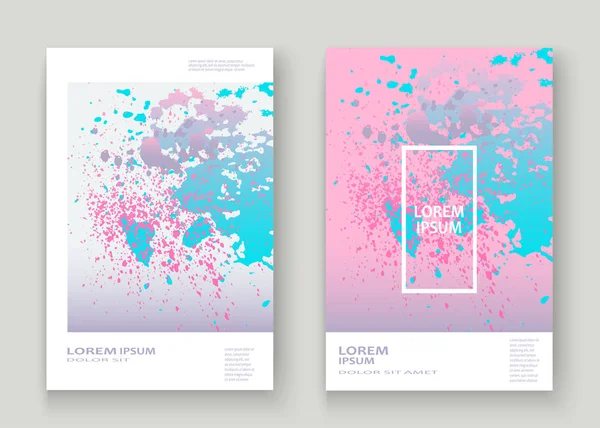 Pastell rosa cyan explosion måla splatter konstnärliga omslagsdesign. — Stock vektor