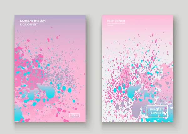 Pastel roze cyaan explosie verf splatter artistieke cover ontwerp. — Stockvector