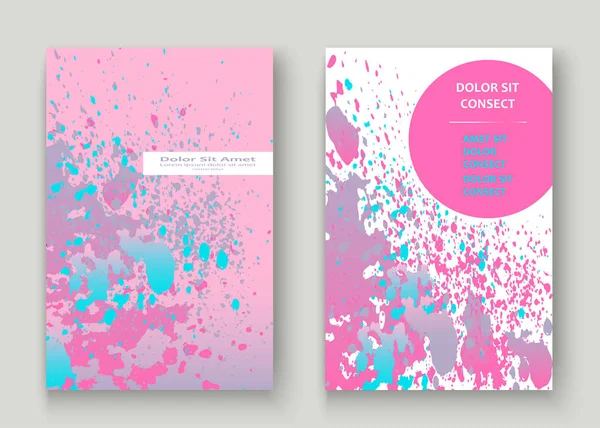 Pastel roze cyaan explosie verf splatter artistieke cover ontwerp. — Stockvector