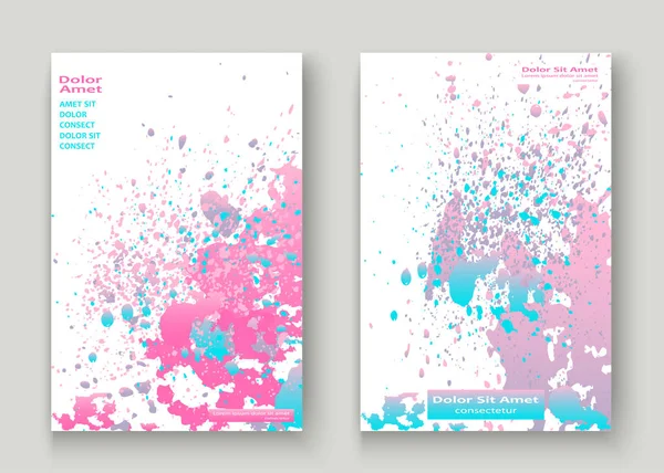 Pastel roze cyaan explosie verf splatter artistieke cover ontwerp. — Stockvector