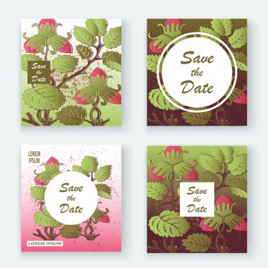 Çilek desen tasarım şablonları ürün. Kırmızı berr el çekilmiş