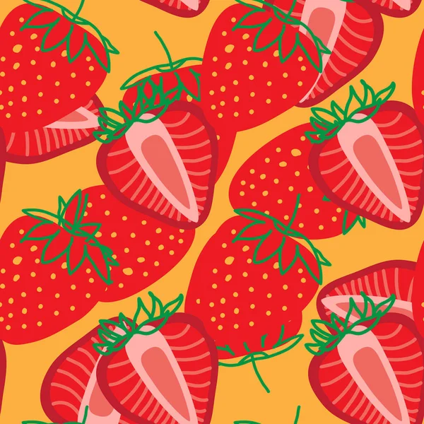 Wektorowy Bezszwowy Wzór Strawberrys Projekt Kolorowy Abstrakcyjny Ilustracja Cała Czerwona — Wektor stockowy