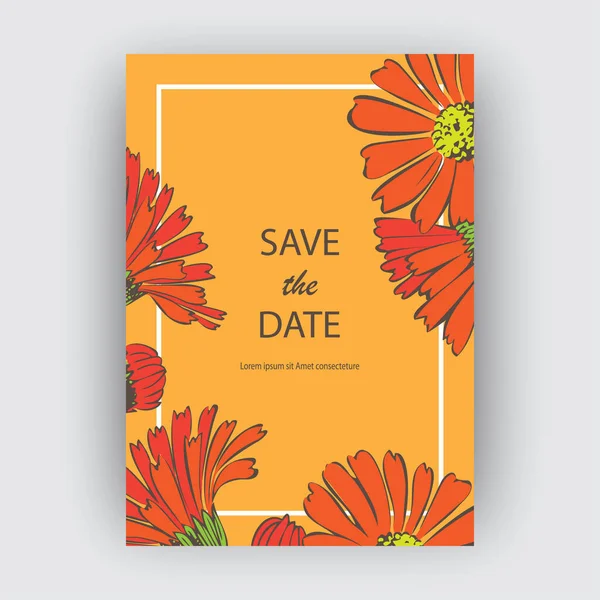 Gros Plan Dessiné Main Illustration Vectorielle Artistique Fleurs Chrysanthème Fleurs — Image vectorielle
