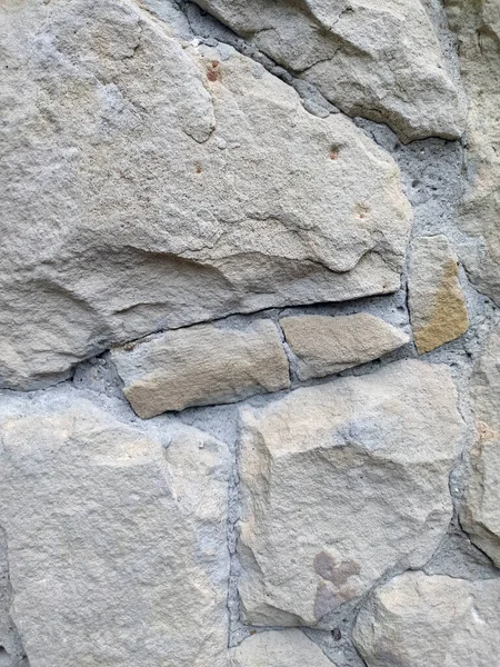 Graue Steinmauer Hintergrund Mosaik Steinmauer Schutt Fassade Nahaufnahme Textur Zement — Stockfoto
