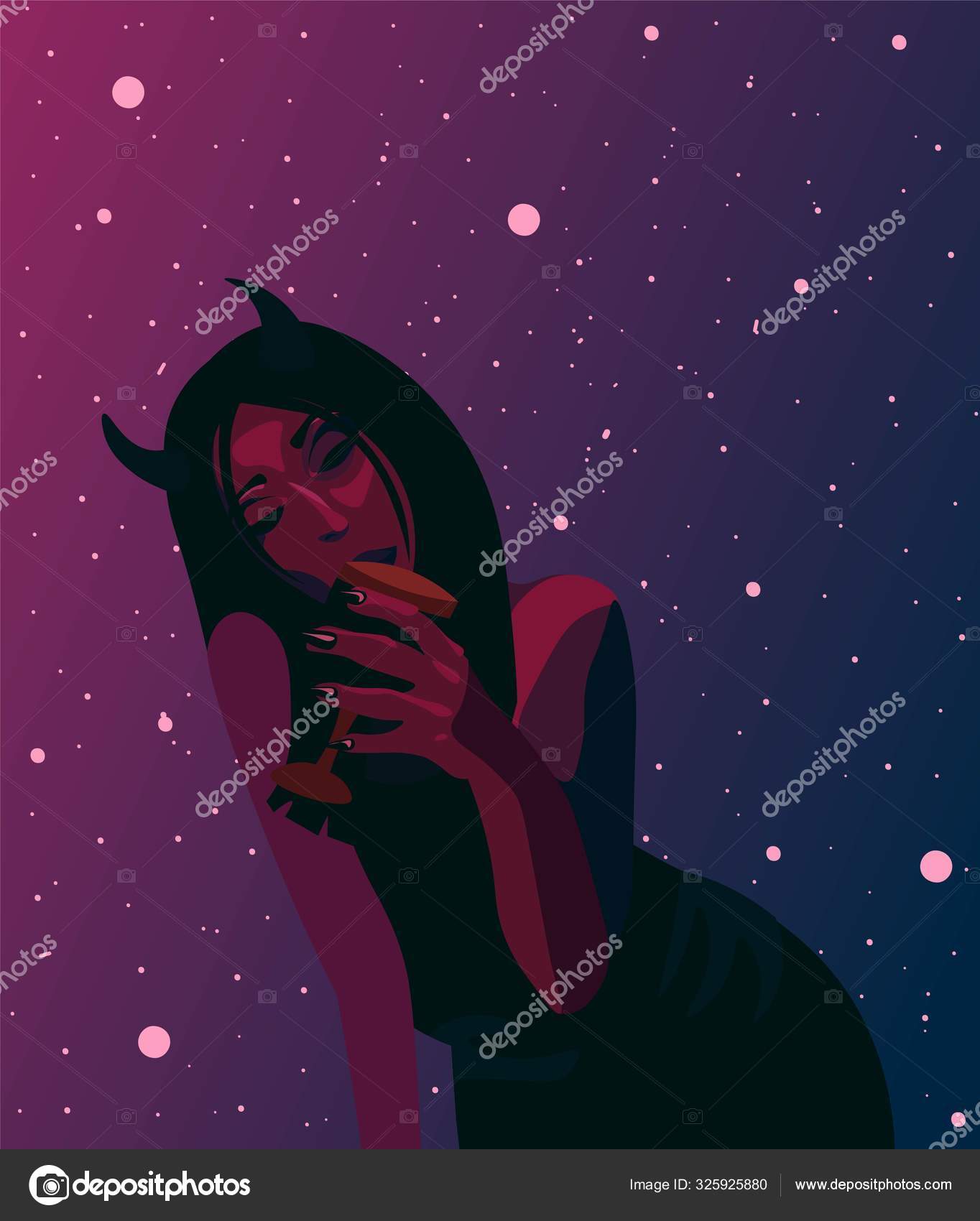Beautiful Demon Girl Red Devil Skin Holding Glass Wine Succubus Stock  Vector by ©Adrielle-art 325925880, image size:1364x1700