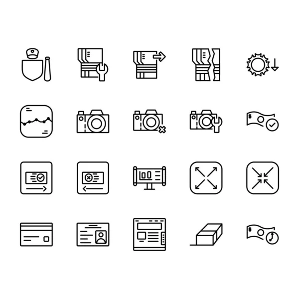Icono de la aplicación conjunto diseño línea estilo parte 9. Perfecto para aplicación, web, logotipo y plantilla de presentación — Archivo Imágenes Vectoriales
