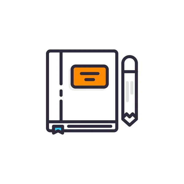 Bildungsikone, Buch und Bleistift. perfekt für Anwendung, Web, Logo und Präsentationsvorlage. Icon Design gefüllte Linie Stil — Stockvektor