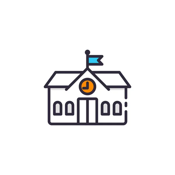 Education icon, building school icon. Perfect for application, web, logo and presentation template. icon design filled line style — 스톡 벡터