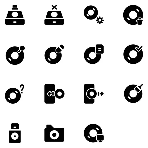 Disco icono conjunto diseño parte 1. Perfecto para aplicación, web, logotipo y plantilla de presentación. icono de diseño de estilo sólido — Archivo Imágenes Vectoriales