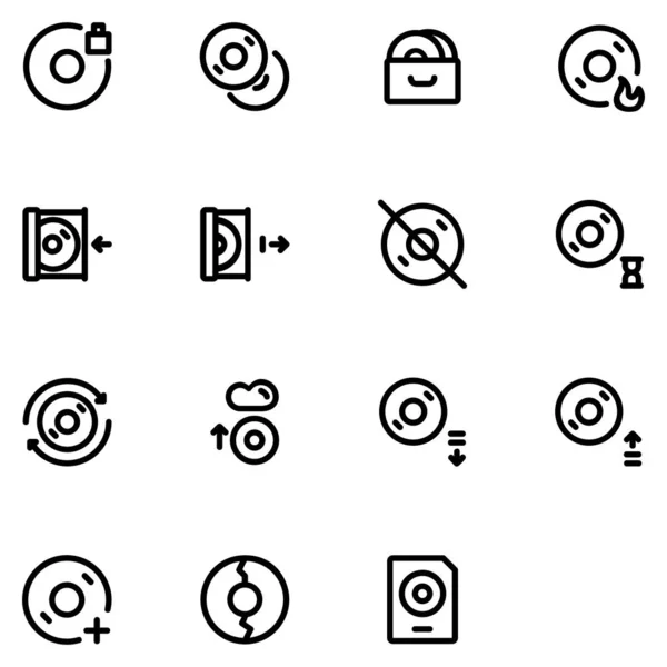Část 2 návrhu ikony disku. Ideální pro aplikaci, web, logo a prezentační šablonu. styl čáry návrhu ikon — Stockový vektor