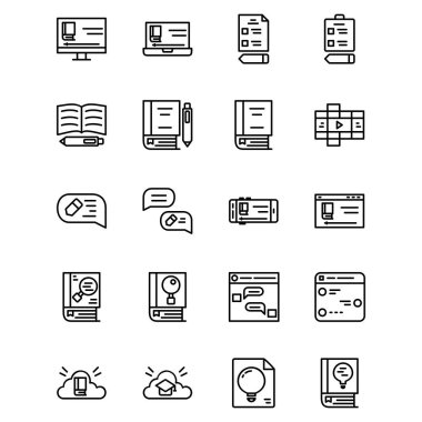 çevrimiçi öğrenme ve ders simgesi dizaynı bölüm 1. Uygulama, ağ, logo ve sunum şablonu için mükemmel. simge tasarımı biçimi