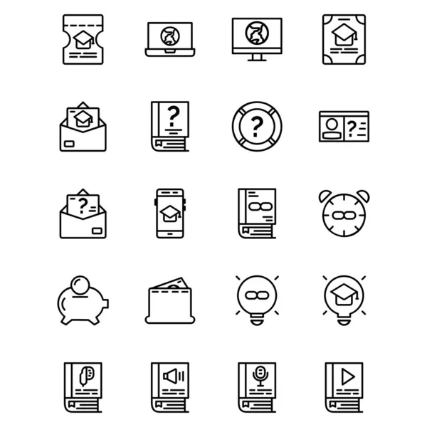 Aprendizaje Línea Diseño Del Conjunto Iconos Del Curso Parte Perfecto — Archivo Imágenes Vectoriales