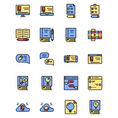 çevrimiçi öğrenme simgesi. Uygulama, web, logo ve sunum şablonu için mükemmel. Simge tasarımı satır biçimi. simge dizayn bölümü 1