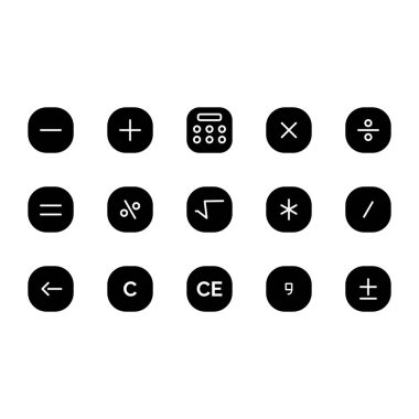 Hesap makinesi, iş, finans ve matematik ikonu. Uygulama, web, logo, oyun ve sunum şablonu için mükemmel. simge dizaynı katı biçimi