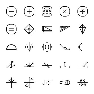 Matematik ikonu dizayn bölümü 1. Uygulama, web, logo, oyun ve sunum şablonu için mükemmel. simge dizayn çizgisi biçimi